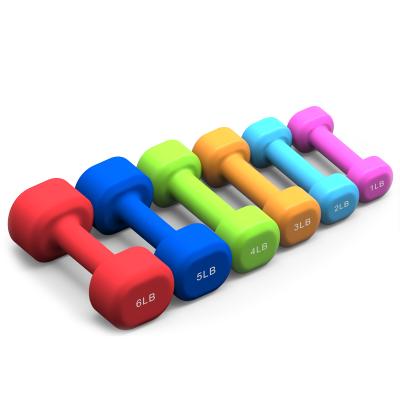 China High Quality Free Neoprene Dumbbell Cast Training Equipment Gym Power Gym Hex Rubber Dumbbell Non-slip Weight Material for sale