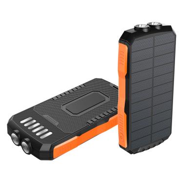 China 2021 outdoor 25000mah high capacity solar waterproof anti-drop and dustproof 5w qi mobile wireless power bank with LED torch for sale