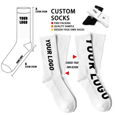 China Uron Antibacterial Mens Custom Design Socks With White Black Design Mens Crew Socks With Letters Socks for sale