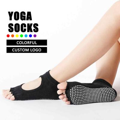 China High Quality Antibacterial Fingerless Yoga Socks Custom Grip Pilates Yoga Anti Bumps Breathable Fitness Sport Socks for sale