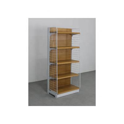 China Single Sided/Double Sided Hot Sale Wood Grain Shelf Display Racks For Gondola Shop Shelves Supermarket Shelving Customized Store for sale