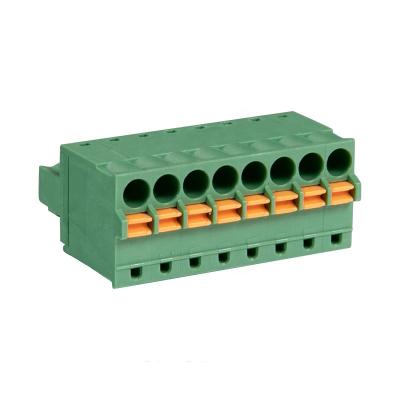 China PA66 Factory Sales 3.5/3.81mm Pitch 8A 300V PCB Spring Terminal Block Wire Fast Connector WJ15EDGKD/KF15EDGKD for sale