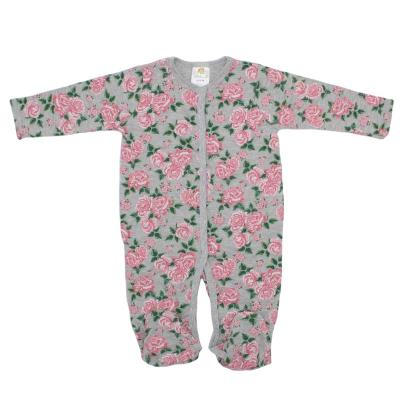 China Comfotable 100% Cotton All Over Print Good Elasticity Soft Rib Knit Infant Baby Jumpsuit Newborn Floral Jumpsuit Infant Sleeper for sale