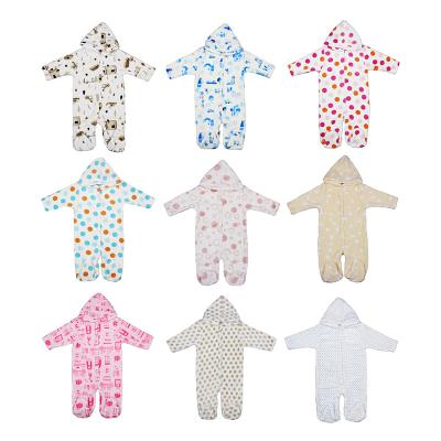 China Baby Coral Warm Newborn Clothes Environmental Fabric Long Sleeve Fleece Leopard Print Baby Rompers Winter Boys And Girls Rompers With OEM for sale