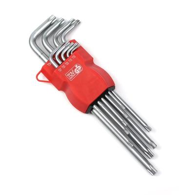 China 9pcs Extra Long Length Chrome Vanadium Steel L-Type Torx Wrench Set With Double Key Holes for sale