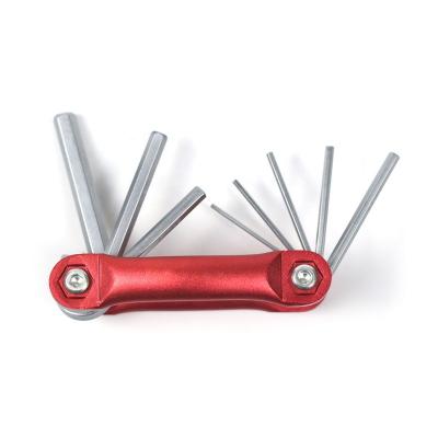 China Portable Folding 8pcs Allen Wrench Set With Aluminum Bracket For Bike Repair for sale