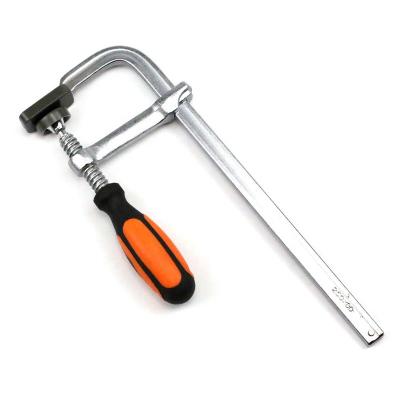 China Strong Clamp Strength Fully Drop Forged Heavy Duty Steel Bar F Clamp With Plastic Grip Handle for sale