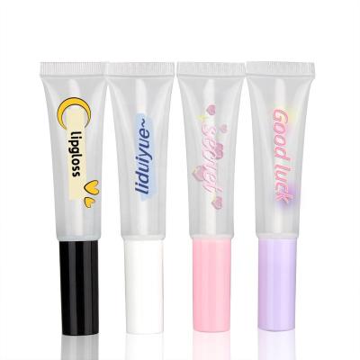 China Black White Cosmetic Top Private Label Lip Gloss Tube 15ml Custom Lip Gloss Squeeze Tubes With Logo For Balm for sale