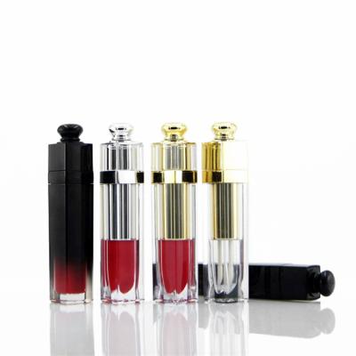 China 5ml Square Tube Black Gold Luxury Cosmetic Single Empty Private Label Silver Lip Gloss Tubes With Magic Wands for sale