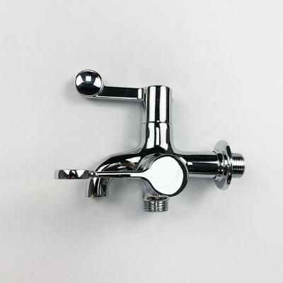 China Wall Mounted Two Handle Modern Zinc Handle Body Brass Faucet Quick Open Bibcock for sale