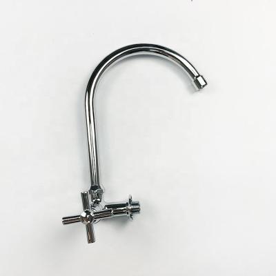 China Modern Metal Faucet With SS Spout Wall Mounted Cross Handle Quick Open for sale