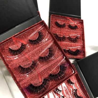 China Best Natural Soft Eyelash Create Own Brand Custom 8d 3 Pairs Cat Lashes Strip 15mm 16mm Cat Eyelashes Red Pink Colorful Supplier for sale