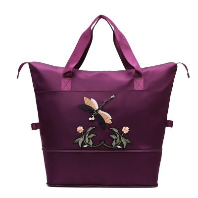 China Multifunctional Embroidery Women Travel Bag Chinese Style Gym Expandable Bag Waterproof Weekend Bag for sale