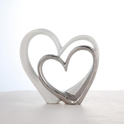 China New Design Contemporary Heart Shaped Accessories Ceramic Home Decor For Wedding Gift for sale