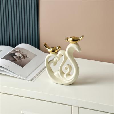 China Minimalist Creative Luxury Gold Bird Unique Design Home Decor Ornaments Ceramic Home Decoration For Living Room for sale