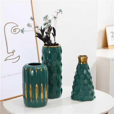 China Green Gold Shape Wedding Vase Flower Decoration Nordic Minimalist Fashion Vases for sale