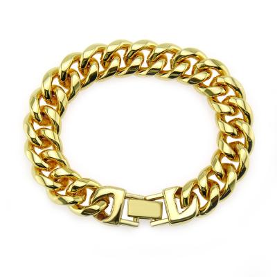 China Heavy Men's Women's Jewelry Heavy Men's Jewelry Punk Rock Hiphop Gold Alloy Hip-Hop Restriction Smooth Cuban Link Chain Bracelet Bangle for sale