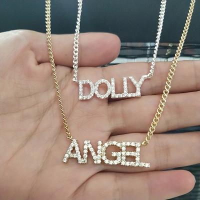 China TRENDY Personalized Jewelry Stainless Steel All Custom Bling Nameplate Necklace For Women Birthday Gift for sale