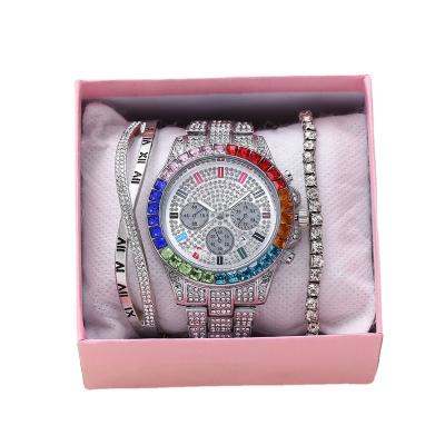 China Day/Date 3Pcs Set Quartz Watches For Women Fashion Design Women's Bracelet Watches 2021 Hot Sale Clock Ladies Dress With Gift Box for sale