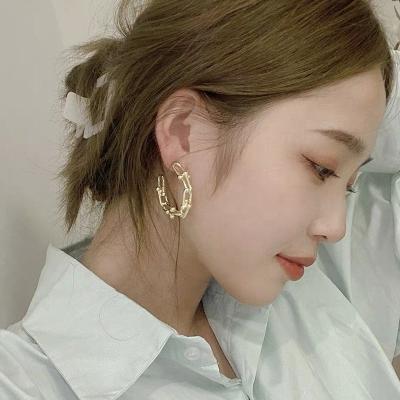 China CLASSIC 925 Needle Chain Hoop Earring Minimalist Earrings Silver Plated 14K Gold Plated Exaggerated Earring for sale