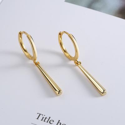 China CLASSIC S925 Gold Water Drop Earrings Silver Simple Long Earrings For Men And Women for sale