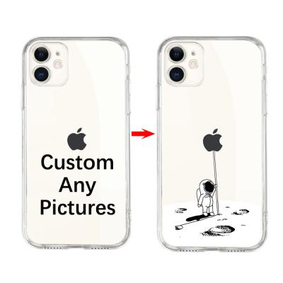 China luxury & Custom Printed High Clear Customized Unique Logo Transparent Soft TPU Mobile Phone Case For iPhone 11 pro 12 max X XR XS for sale