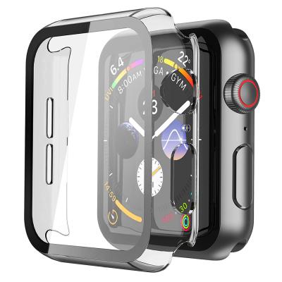 China 2020 Hot Selling Anti-fingerprint Crystal Clear Hard Tempered Glass Screen Protector With PC Case For Apple Watch 40mm 44mm 38mm 42mm for sale