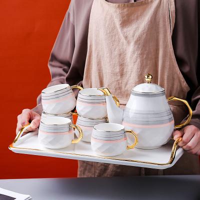 China Nordic European-style viable ceramic coffee cup saucer set milk afternoon tea set turkey coffee cup home tea set for sale