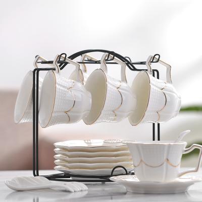 China Viable Hot Sale European Style Cappuccino Latte Afternoon Tea Ceramic Coffee Cup Set Espresso Coffee Cup and Saucer Sets for sale