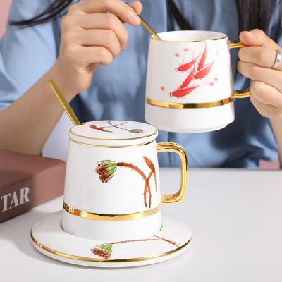 China Nordic Creative Stored New Design Decals Coffee Milk Tea Cup Cup And Saucer Cup Ceramic Coffee Cups for sale