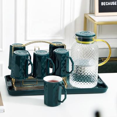 China Viable Nordic Ceramic Tea Set Cup Water Bottle Cup Drinkware Water Bottle Glassware for sale