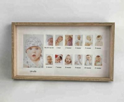 China Wooden frame 45x25cm, Recien nacido picture frames, 12 meses MDF UN ano photo frame for baby for sale