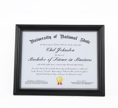 China Cheap home decoration document frame, diploma picture frame, black plastic picture frame for sale