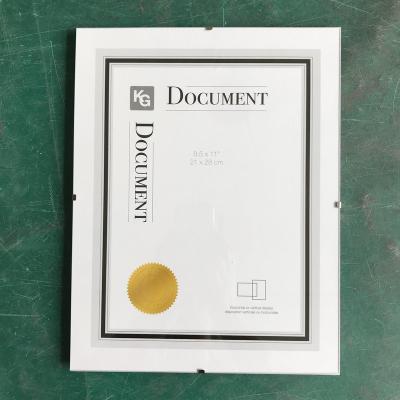 China Clip glass frame, 8.5x11” certimate frame, A4 document frame for sale