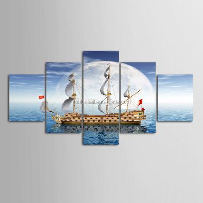 China Abstract Sea Canvas Navigation Painting, 5pcs Collage Pictures, Wall Art for Home Office for sale