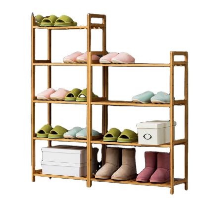 China Wholesale Large Capacity 4 Tiers Stock Bamboo Shoe Rack Shoe Display Rack With Drawer for sale