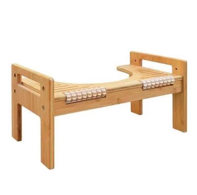 China Non-Slip Organic Bamboo Shower Solid Bench Chair Squat Stool Toilet Step Stool Squatty Stool With Massage Roller For Bathroom for sale