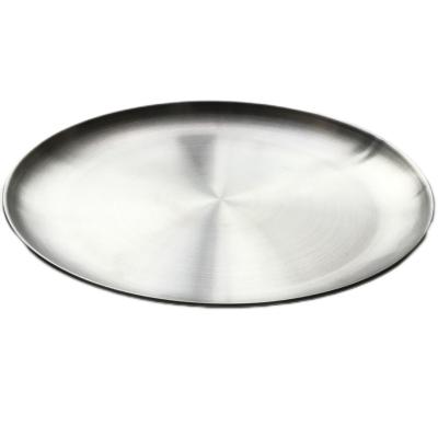 China Canteen factory price high quality round stainless steel tray pizza tray dish plate steak dish platter for sale