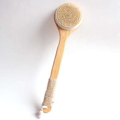 China All Natural Wholesale Custom Natural Bamboo Material Boar Bristle Round Body Dry Brush With Long Handle for sale