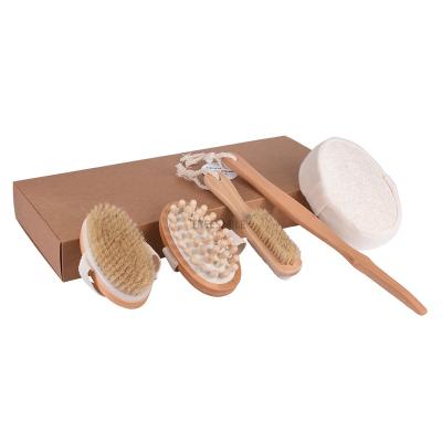 China Sustainable Body Scrub Bamboo Bath Brush Set With ECO Material for sale