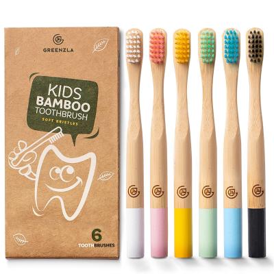 China Custom Eco Logo Round Amazon Kid's Other Organic Charcoal Custom Kids Organic 100% Bamboo Toothbrush For Kids for sale