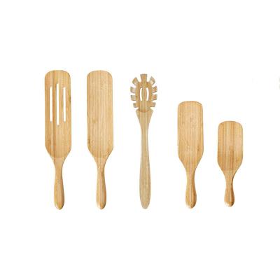 China Amazon Sustainable Bamboo Spatula Frying Kitchen Cooking Set Mixer Bamboo Salad Spurtles for sale