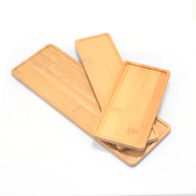 China Customized Eco-friendly Wholesale Sustainable LOGO Wooden Bamboo Tray Plant Flower Saucer Rectangle Shape Succulent Cactus Holder Pot Tray for sale