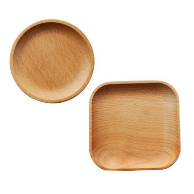 China Customized Wholesale Wooden Sustainable Fruit Dessert Cake Snack Candy Tray Serving Dish Square And Round Serving Tray for sale