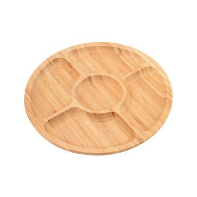 China Sustainable Wholesale Home Storage 5 Rack Eco-friendly Wooden Round Shape Fruit Snack Bread Nuts Refreshment Rack Storage Dish Tray for sale