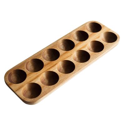 China Viable Wholesale Customized Home Egg Rack Kitchen Fridge Eggs Shatterproof Holder Organizer Double Tier Wooden Egg Storage Box for sale