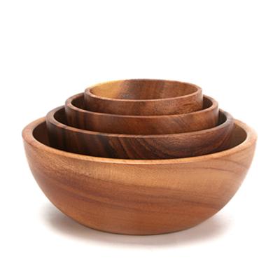 China Eco-friendly Custom Sustainable Logo Household Kitchen Bowl Cutlery Basin Practical Wooden Fruit Bowl Fruit Bowl Salad Bowl for sale