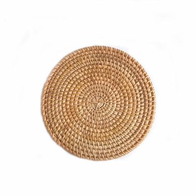 China Sustainable Eco Bowl Mats Padding Mat Insulation Pad Round Place Mats Set Mat Pad Pad Coasters Kitchen Table Mats Handmade Rattan Coaster for sale