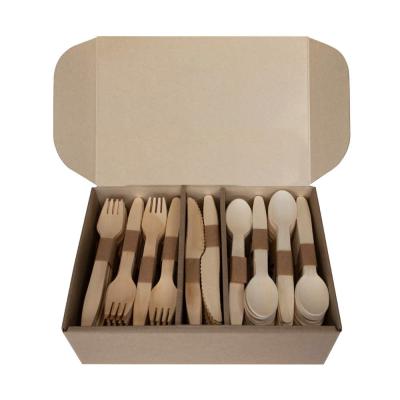 China 100 Forks Hotel Restaurant Home Eco-friendly Biodegradable Disposable Wooden Cutlery Set Bamboo Spoon Forks And Knives for sale