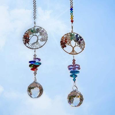 China America Prism Quartz Tree Crystal Gem Stone Sun Catcher Ball of Life Sun Catchers for sale